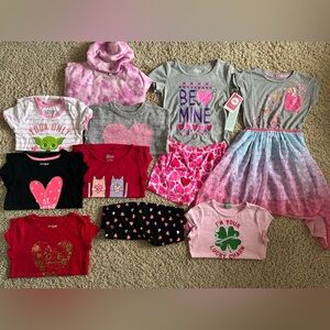 Girls size S Small 6/6X Valentine’s Day lot: dress, Gap heart sweater, shirts